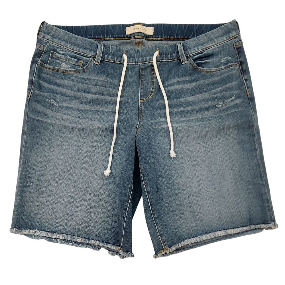 Slink Jeans Jean Bermuda Womens 18 Blue Frayed Hem Stretch Comfort Retro Y2K